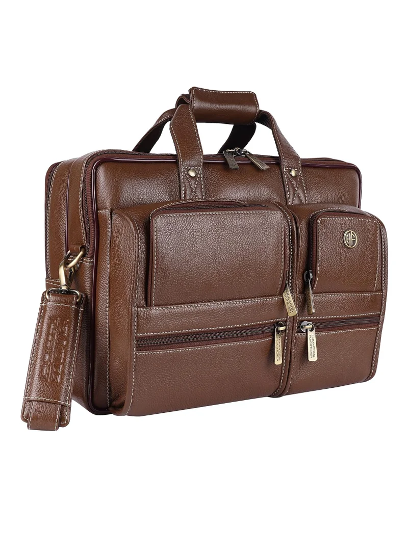 HAMMONDS FLYCATCHER Leather Office Bags for Men Laptop Messenger Bag | 15.6 inch Laptop|Brushwood|LB136 MH | L2PV