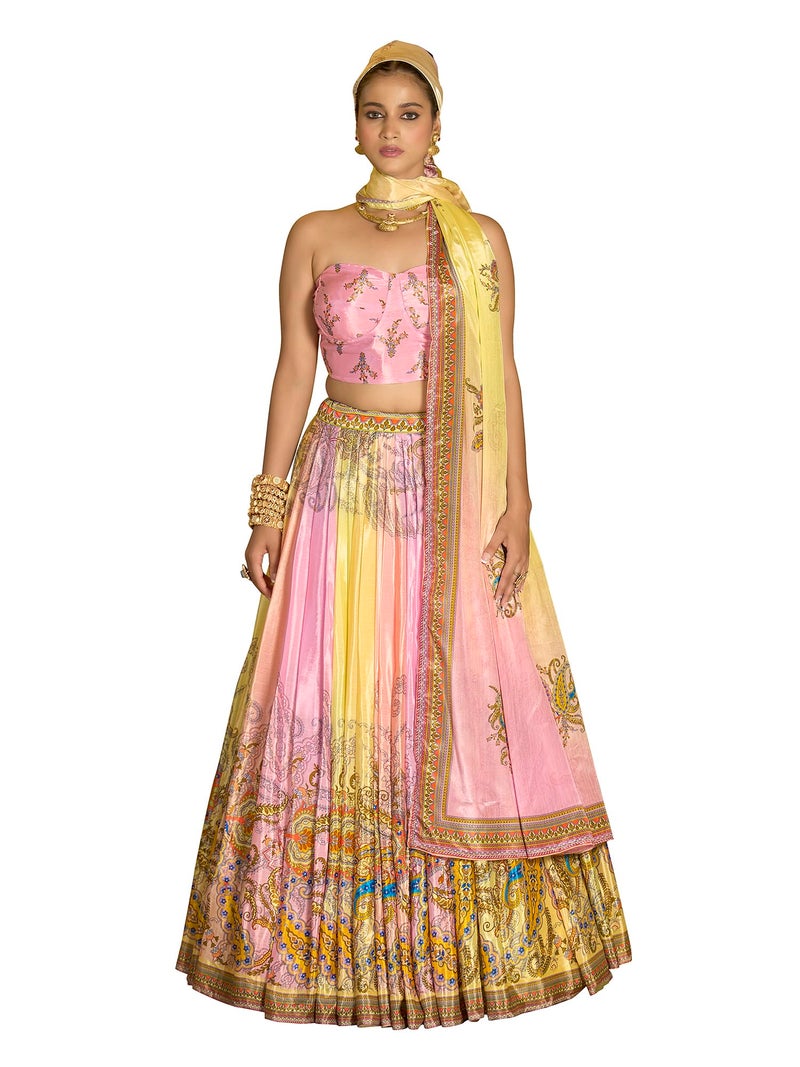 PURVAJA Women's Chinon/Art Silk Semi-Stitched Lehenga choli (Hiya-Multi_Free Size) - Image 5