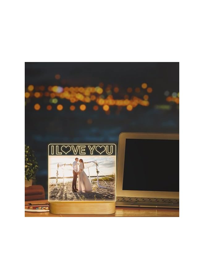 The Bros Picture Frame, I Love You 4"x 6" Acrylic Photo Frame with Warm Color LED Night Light Home Desktop Decor, Unique Gift for Couple Wife Lover Girl Valentine's Day Anniversary Birthday Wedding Present - Image 4