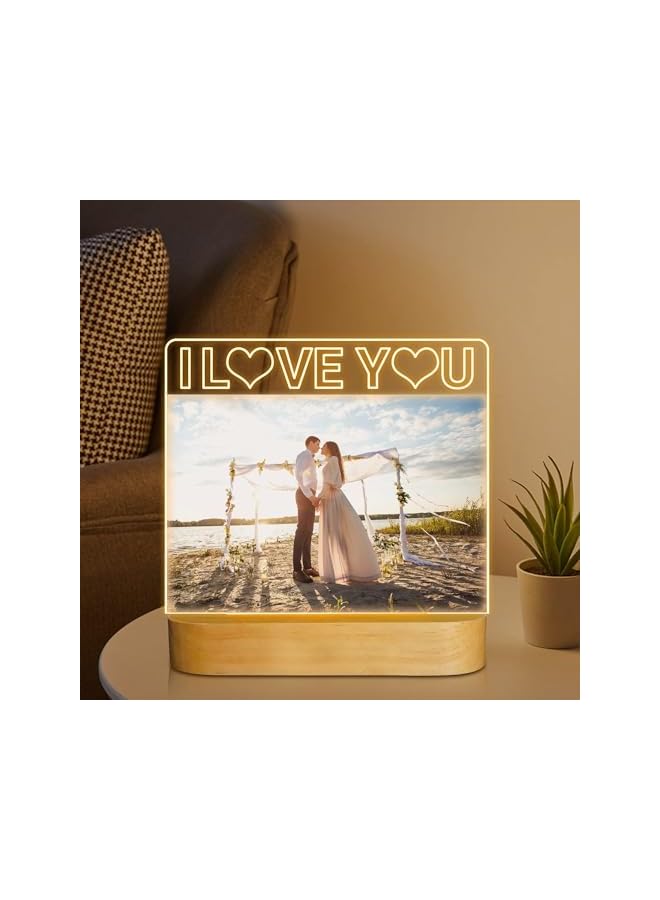 The Bros Picture Frame, I Love You 4"x 6" Acrylic Photo Frame with Warm Color LED Night Light Home Desktop Decor, Unique Gift for Couple Wife Lover Girl Valentine's Day Anniversary Birthday Wedding Present - Image 3