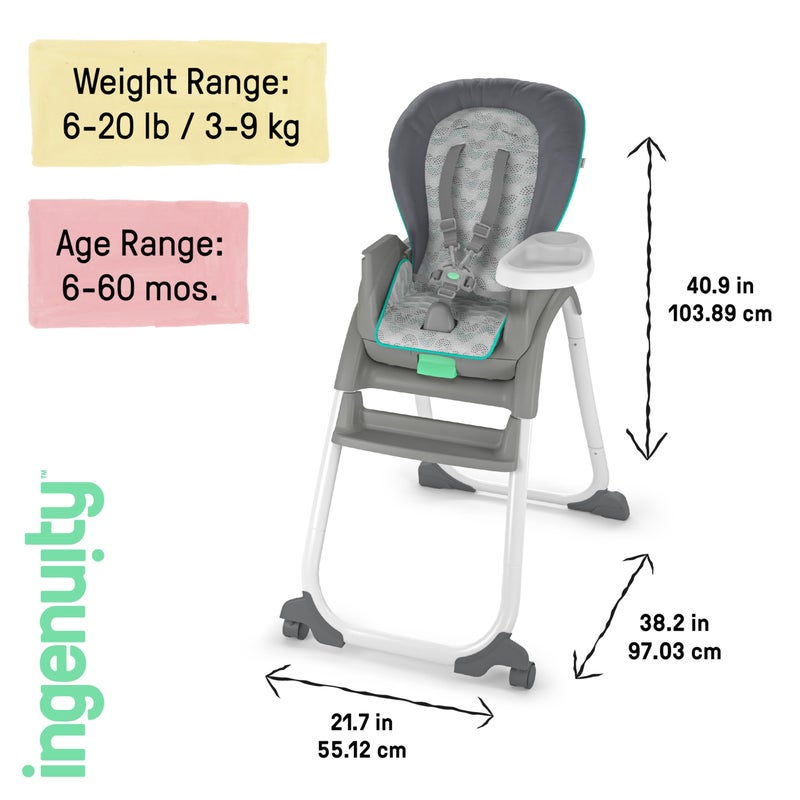 Ingenuity Full Course 6-in-1 High Chair - Baby to 5 Years Old, 6 Convertible Modes, 2 Dishwasher Safe Trays - Astro, 13108 - Image 4