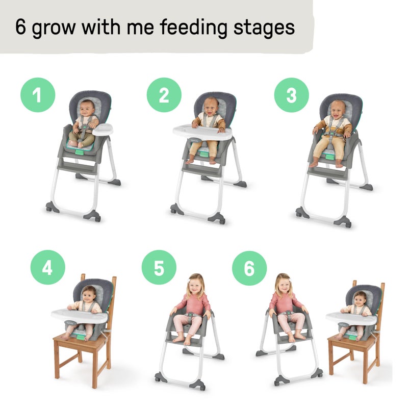 Ingenuity Full Course 6-in-1 High Chair - Baby to 5 Years Old, 6 Convertible Modes, 2 Dishwasher Safe Trays - Astro, 13108 - Image 2