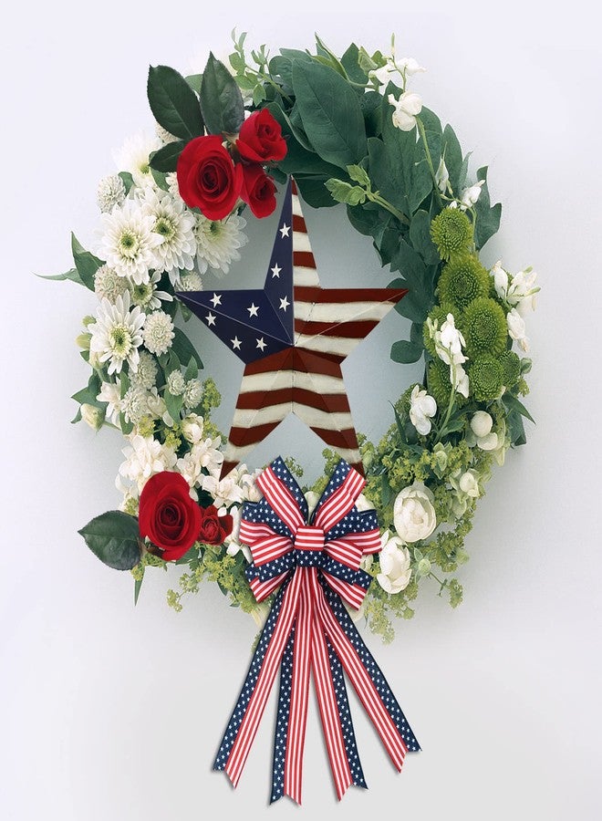 E-view Metal American Flag Barn Star Decor Patriotic Mounted 3D Wall Art July of 4th Decoration 12"-A - Image 5