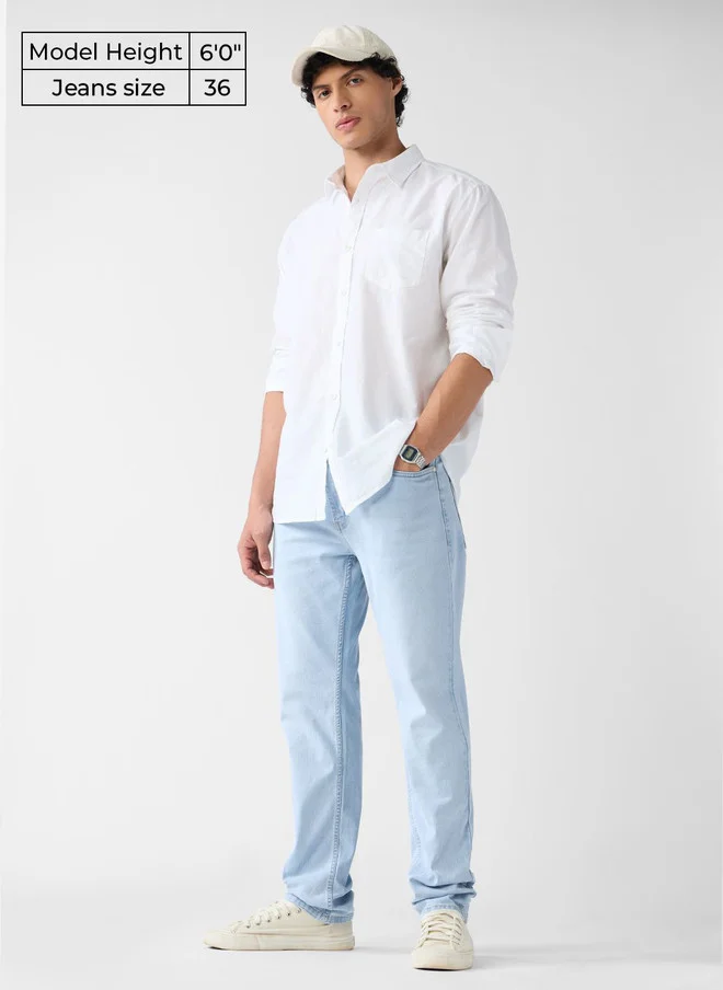 The Souled Store  The Souled Store Men Frost Blue Slim Fit Mid-Rise Stretchable Jeans  | Best Price UAE
