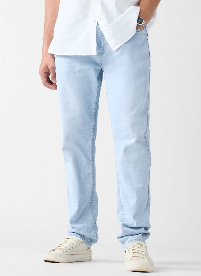 The Souled Store Men Frost Blue Slim Fit Mid-Rise Stretchable Jeans - Image 1