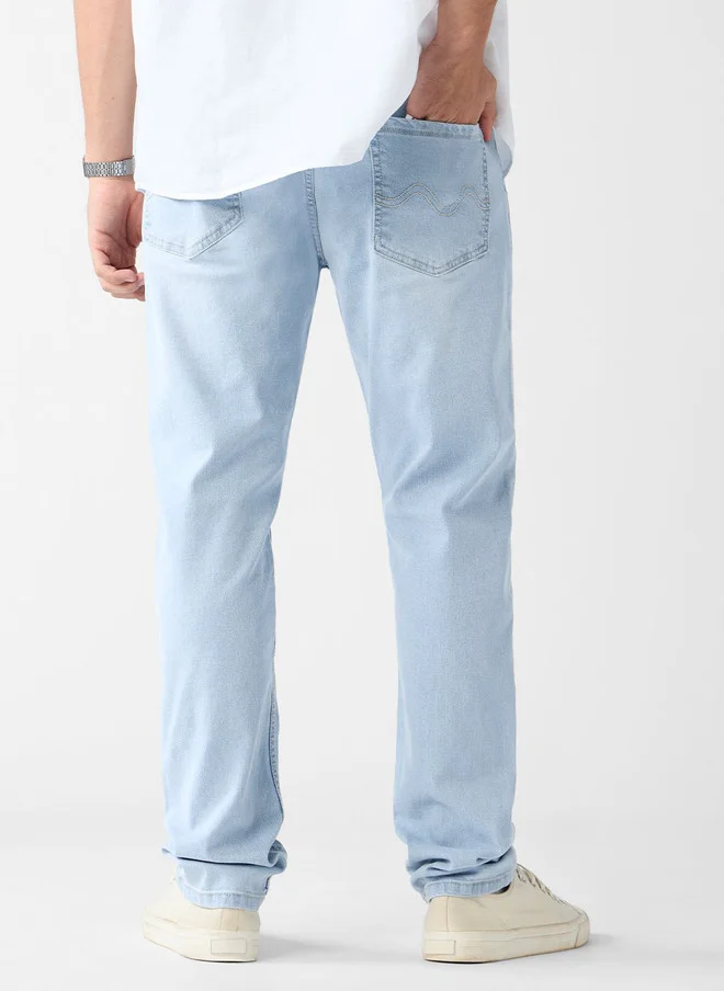 The Souled Store  The Souled Store Men Frost Blue Slim Fit Mid-Rise Stretchable Jeans  | Best Price UAE
