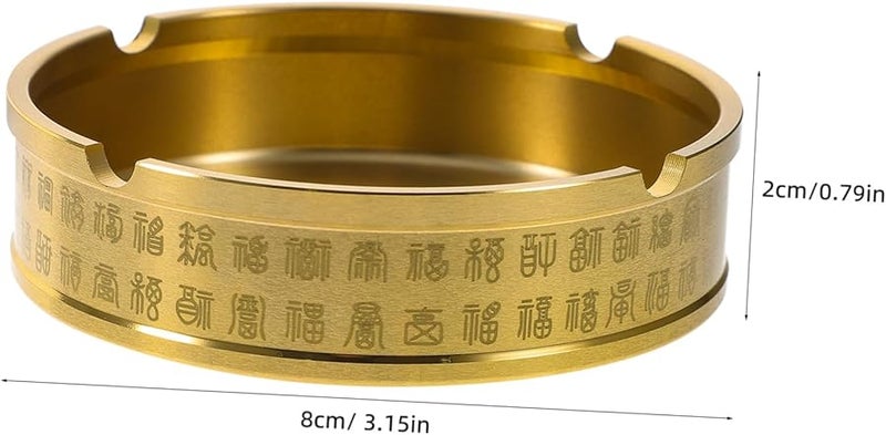 صينية براس مستديرة قديمة الطراز للطاولة، صينية رماد معدنية مدمجة للمكتب المنزلي أو سطح المكتب - Image 3