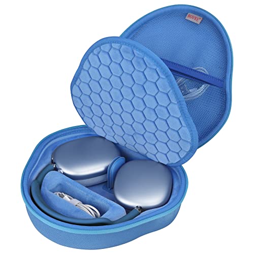 BOVKE Hard Carrying Case with Sleep Mode for Apple AirPods Max Wireless Over-Ear Headphones, AirPods Max Protective Portable Storage Bag with Mesh Pocket for Headphone Accessories, Blue - Image 1