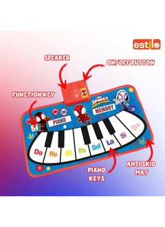 Estilo Estilo Floor Piano Mat for Kids & Toddlers | Baby Playing Mat with Music 11 Keys | Musical Toy Gift for Boys & Girls Age for 1-6 | Engaging Keyboard for Toddlers (Spider Man)  - Image 3