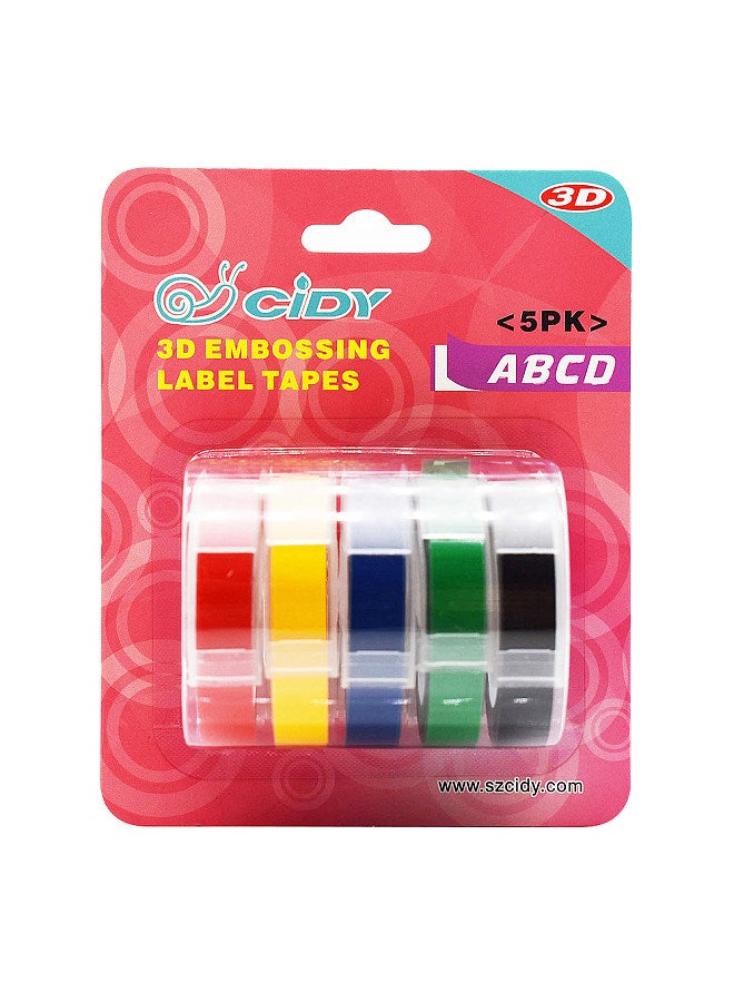 Generic 5 Pack Replacement for Label Maker Refills 9mm*300cm/Roll Manual Embossing Label Tape Refills Compatible with DYMO 12813/12814/1610/1540/1535/1575/17266  - Image 1