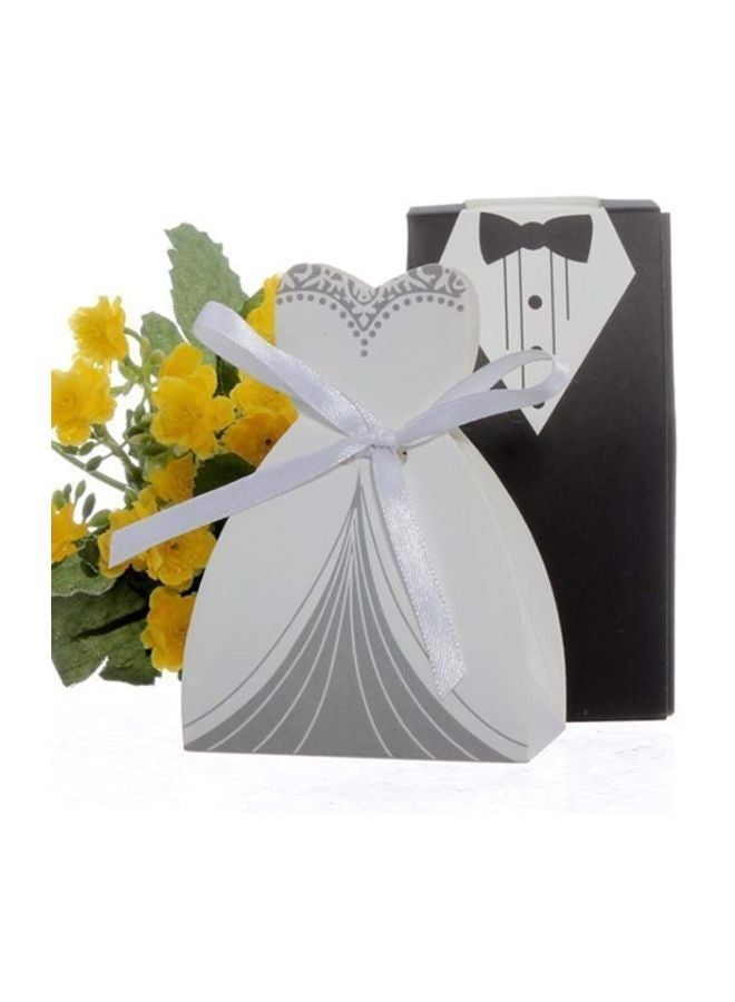 NIBEMINENT 2-Piece Cardboard Wedding Dress And Tuxedo Design Gift Bag White/Black - Image 4