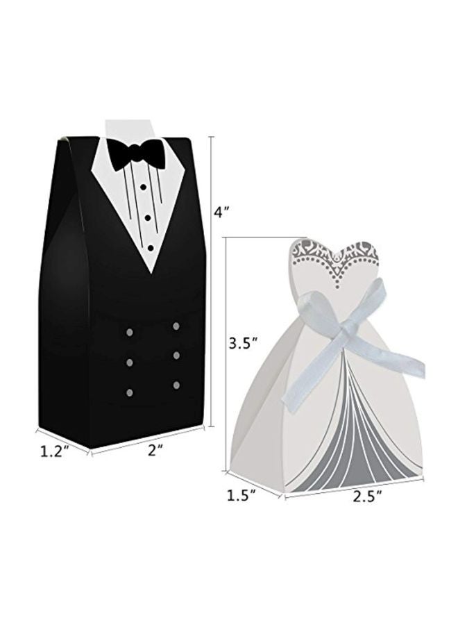 NIBEMINENT 2-Piece Cardboard Wedding Dress And Tuxedo Design Gift Bag White/Black - Image 2