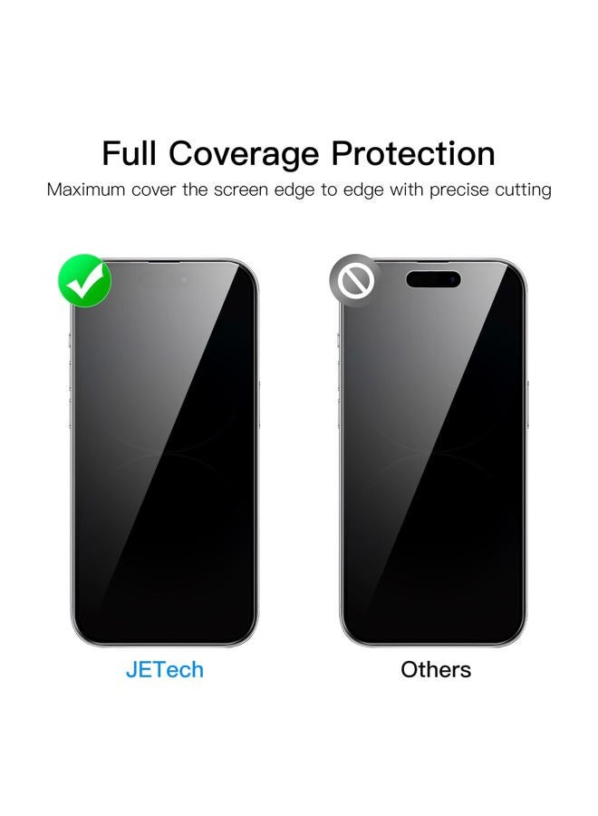 Jetech حماية شاشة كاملة لجهاز آيفون 14 برو 6.1 بوصة مع واقي عدسة الكاميرا، فيلم زجاجي مقسى، وضوح عالي، عبوة 2 - Image 2