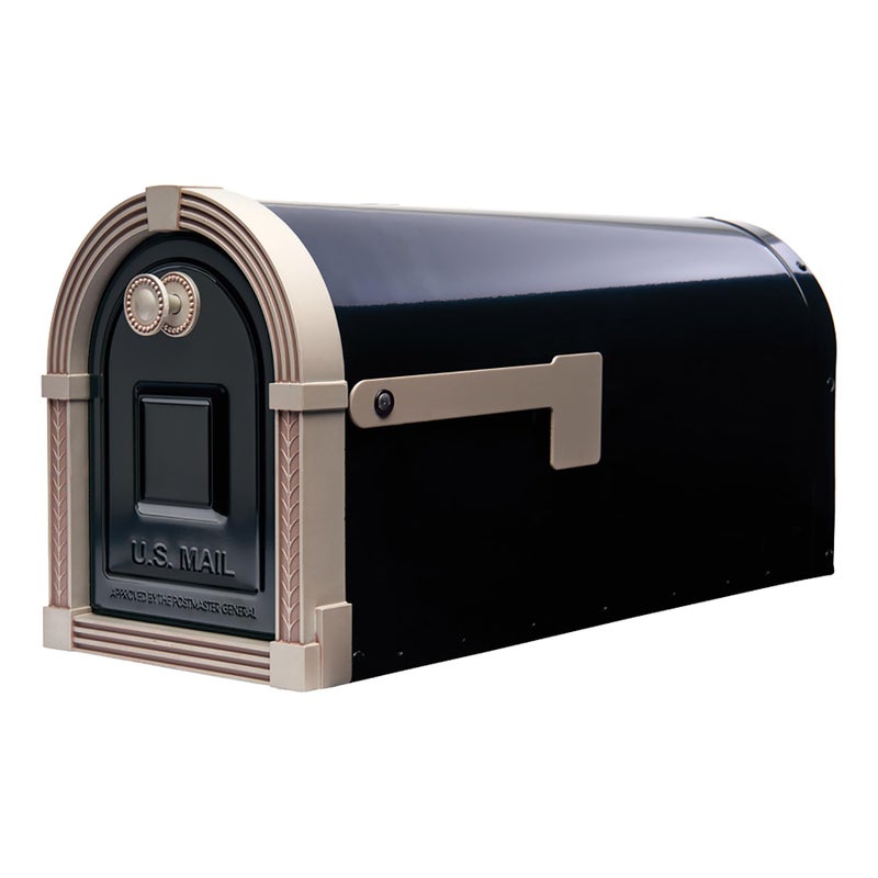 ARCHITECTURAL MAILBOXES Brunswick Large, Steel, Post Mount Mailbox, Black with Brushed Nickel - Image 1