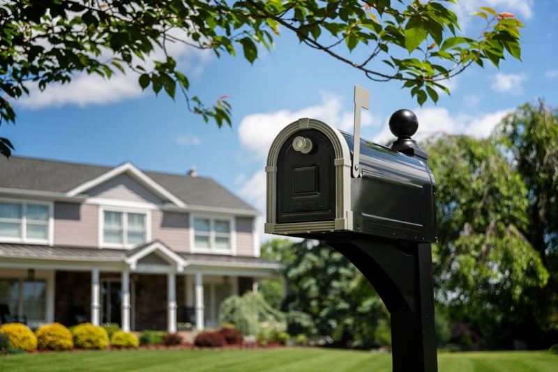 ARCHITECTURAL MAILBOXES Brunswick Large, Steel, Post Mount Mailbox, Black with Brushed Nickel - Image 2
