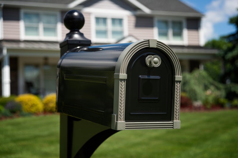 ARCHITECTURAL MAILBOXES Brunswick Large, Steel, Post Mount Mailbox, Black with Brushed Nickel - Image 4