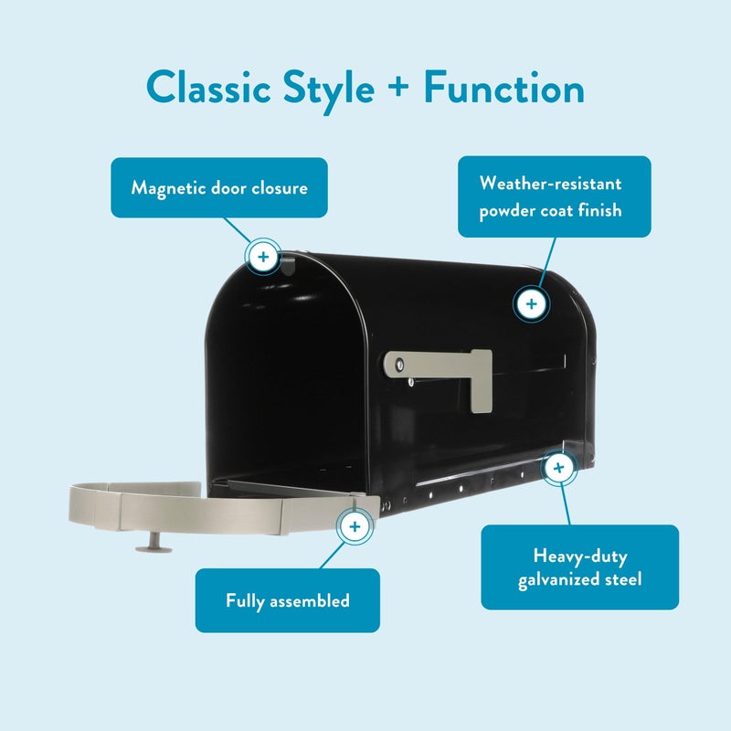 ARCHITECTURAL MAILBOXES Brunswick Large, Steel, Post Mount Mailbox, Black with Brushed Nickel - Image 3