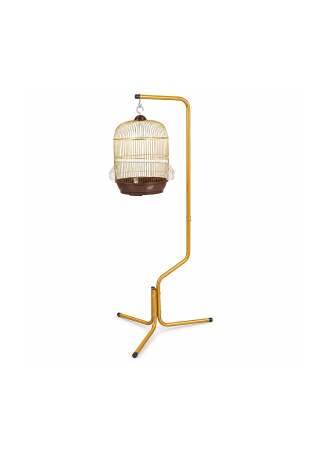 Dayang Round Gold Bird Cage (33x53 cm) & C7A Floor Stand (161 cm) Combo Set - Image 1