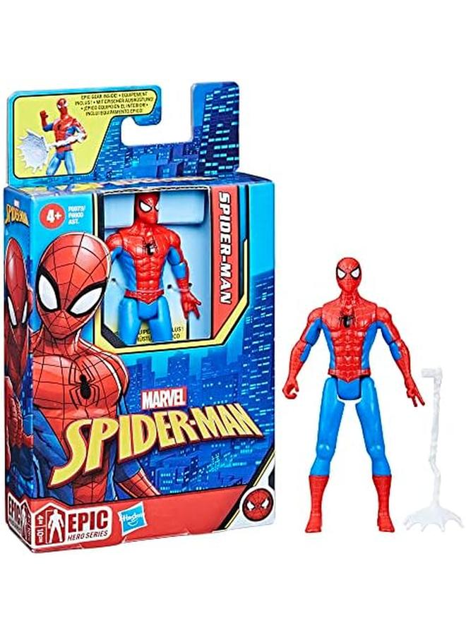سبايدر مان مجسم شخصية كلاسيكية من سلسلة Marvel Epic Hero مقاس 4 بوصة مع ملحقات شخصيات Marvel Action للأطفال من سن 4 سنوات فما فوق - Image 4