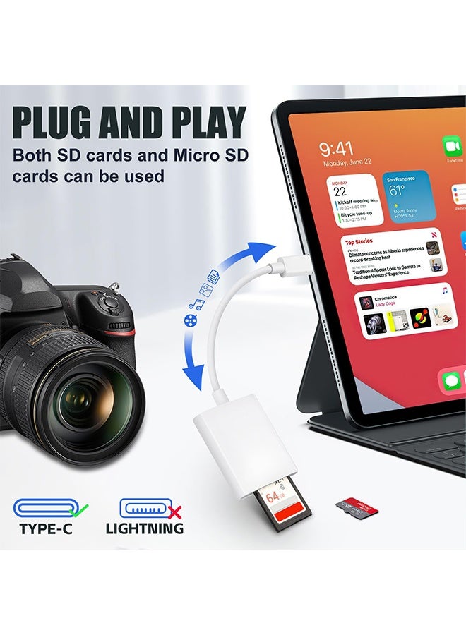 BELANO 2-in-1 SD Card Reader with Type-C Connector, Supports SD/TF Memory Cards, Plug & Play Adapter for Android, Tablet, MacBook (White) - Image 3