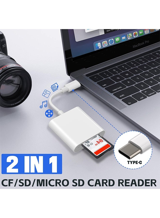 BELANO 2-in-1 SD Card Reader with Type-C Connector, Supports SD/TF Memory Cards, Plug & Play Adapter for Android, Tablet, MacBook (White) - Image 4