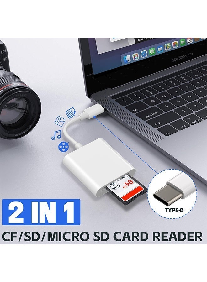 BELANO 2-in-1 SD Card Reader with Type-C Connector, Supports SD/TF Memory Cards, Plug & Play Adapter for Android, Tablet, MacBook (White) - Image 4