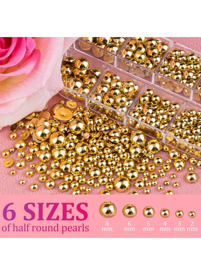 BELLEBOOST Belleboost Flat Back Pearls Kits 1 Box of Flatback Gold Half Round Pearls with Pickup Pencil and Tweezer for Home DIY and Professional Nail Art, Face Makeup and Craft  - Image 3