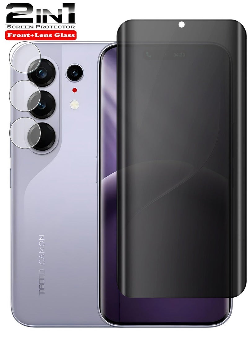 CoomBe 2 in 1 Tecno Camon 50 Ultra Privacy Screen & Camera Protector - High Transparency Full Coverage Shield for Scratch & Impact Protection - Image 1