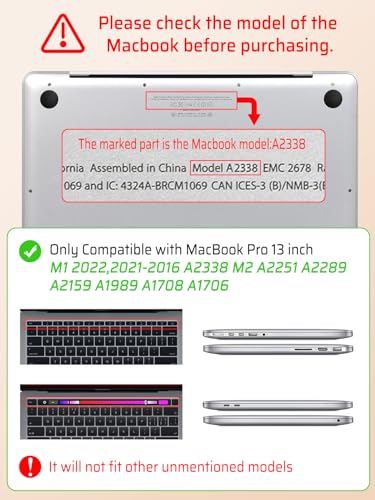 Seorsok Compatible with MacBook Pro 13 inch Case M2 2023,2022,2021-2016 A2338 M1 A2251 A2289 A2159 A1989 A1708 A1706,Leaves Flowers Leather Hard Shell Case with Keyboard Cover,Grey Blooming Floral - Image 3