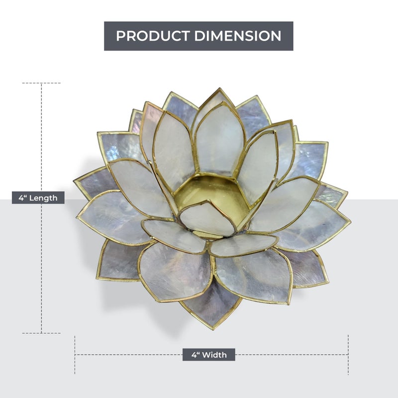 BrightSpot Solutions Moonshadow Handmade Capiz Shell Lotus Tea Light Holder, Elegant Flower Design with Natural Translucent Finish, Ideal for Home Decor, Meditation, Weddings & Serene Centerpieces, Natural - Image 4