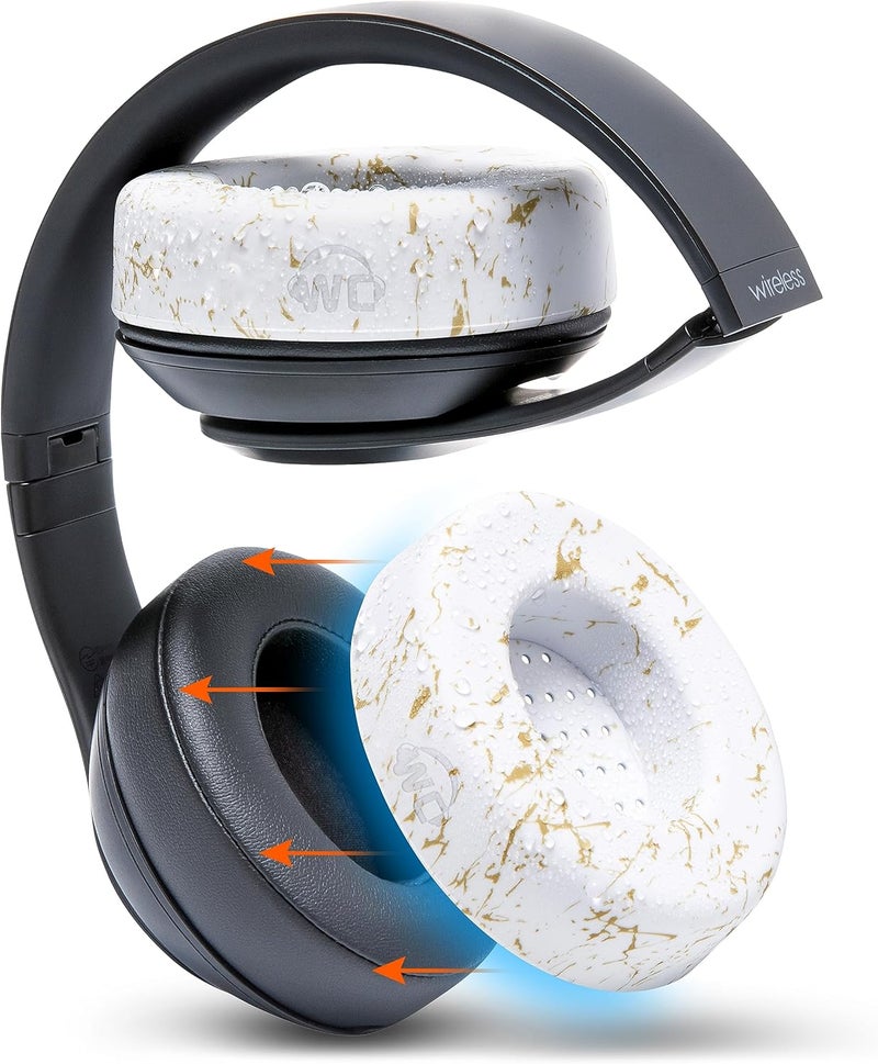 WC SweatZ Protective Earpad Covers Made by | Fits Beats Studio 3 & 2 & Studio Pro (Does Not Fit Beats Solo) / Bose QC35 & 35II / Bose 700 & More | Sweatproof & Easily Washable | Gold Marble - Image 1