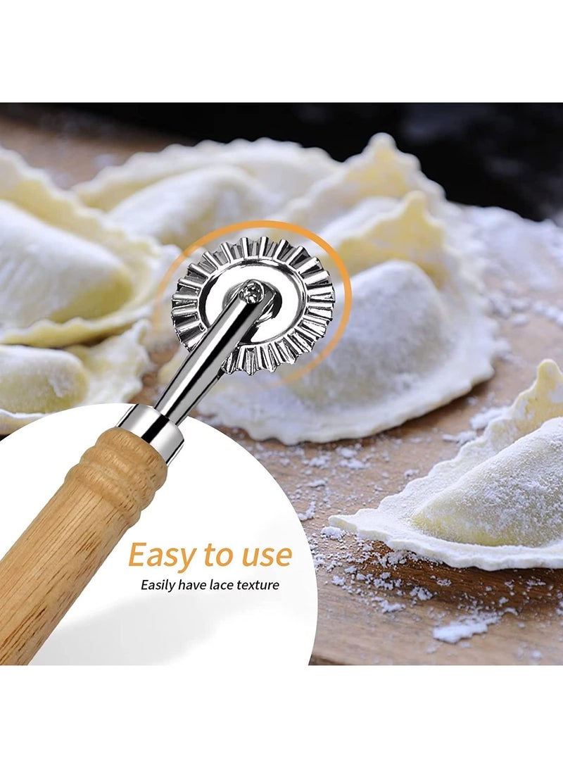 Sweet seven Efficient Ravioli Cutter Wheel Set with Wooden Handle - Zinc Alloy Pasta Cutter for Kitchen, Easy Pastry Cutting Tool - Image 2