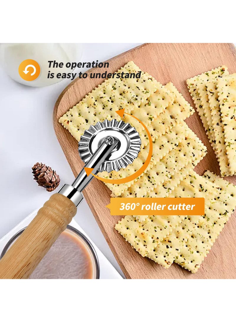 Sweet seven Efficient Ravioli Cutter Wheel Set with Wooden Handle - Zinc Alloy Pasta Cutter for Kitchen, Easy Pastry Cutting Tool - Image 4