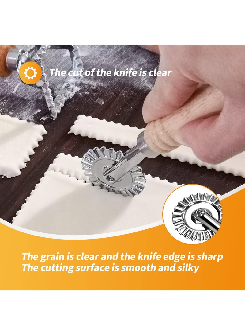 Sweet seven Efficient Ravioli Cutter Wheel Set with Wooden Handle - Zinc Alloy Pasta Cutter for Kitchen, Easy Pastry Cutting Tool - Image 5