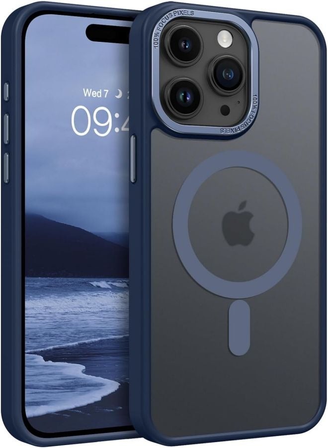 ESCASE Magnetic Case for iPhone 15 Pro, Compatible with MagSafe Shockproof Protection Cover, Translucent Matte Phone Case with Strong Magnet, Slim Case for Apple 15 Pro 6.1 Inch (2023)-Blue - Image 1