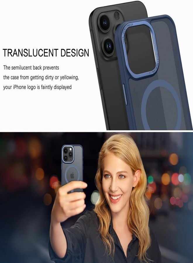 ESCASE Magnetic Case for iPhone 15 Pro, Compatible with MagSafe Shockproof Protection Cover, Translucent Matte Phone Case with Strong Magnet, Slim Case for Apple 15 Pro 6.1 Inch (2023)-Blue - Image 4