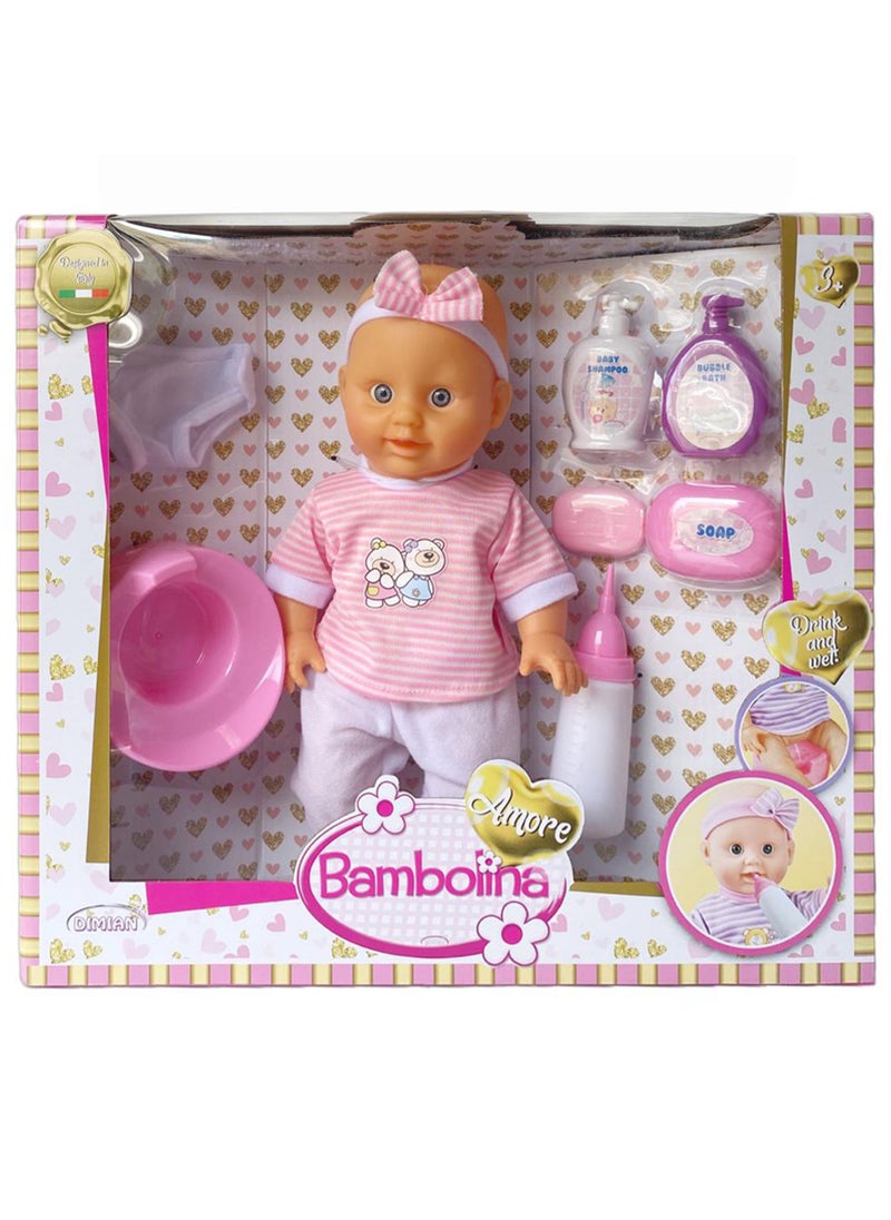 Bambolina - BAMBOLINA AMORE 36CM DRINK & WET BABY DOLL GIFT SET - Image 1
