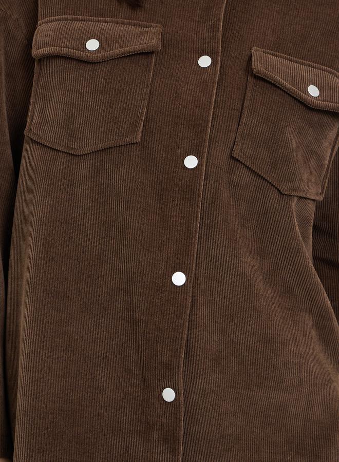 ستايلي شاكيت كوردروي واسع بجيوب وأزرار - Image 4