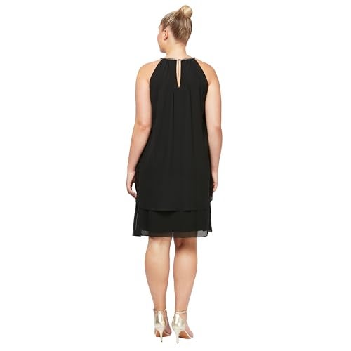 S.L. Fashions womens Plus-size Embellished Halter Neck Tier Special Occasion Dress, Black, 18 Plus - Image 2