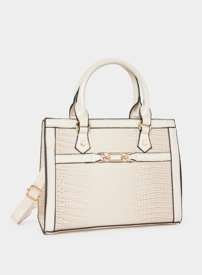 Styli Croc Skin Dual Handles Handbag with Purse Set - Image 2