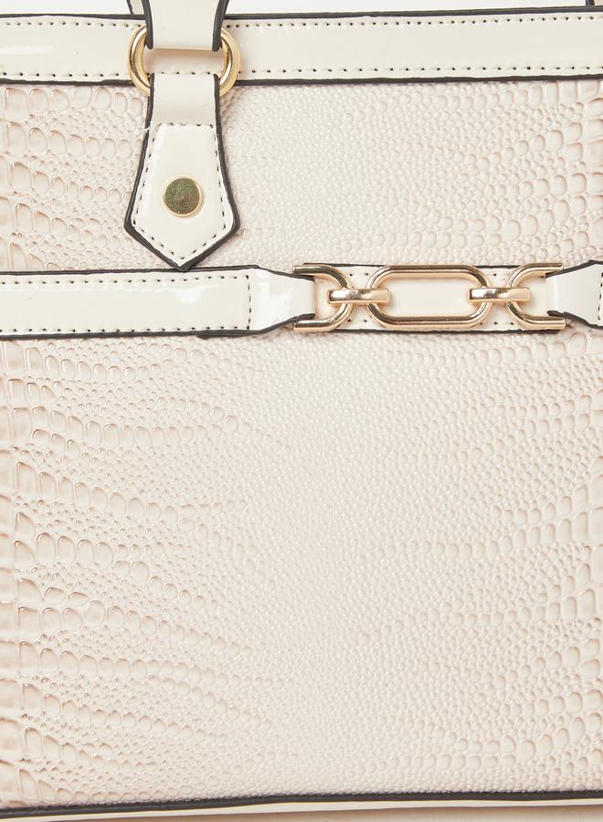 Styli Croc Skin Dual Handles Handbag with Purse Set - Image 4