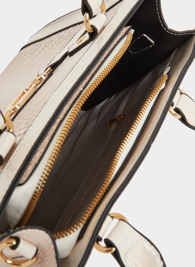 Styli Croc Skin Dual Handles Handbag with Purse Set - Image 5