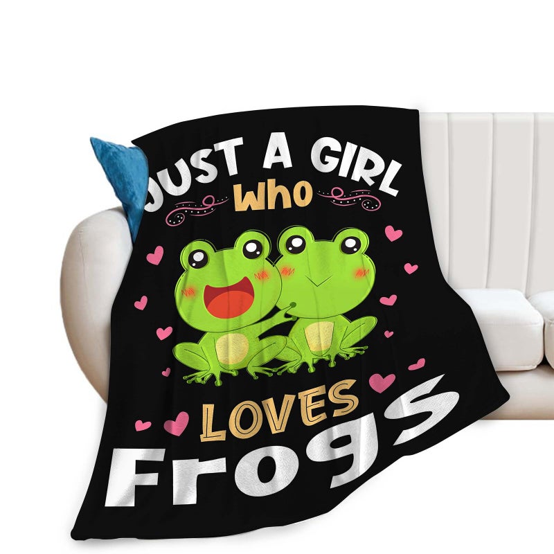 Fuzawet FROG بطانية فقط فتاة تحب الضفادع لطيفة الكارتون ضفدع رمي هدايا بطانية للبنات بويز الأطفال النساء الرجال البالغين سوبر لينة فخم زعامة غامضة الصوف ديكور المنزل 40'x50 '' '' - Image 2