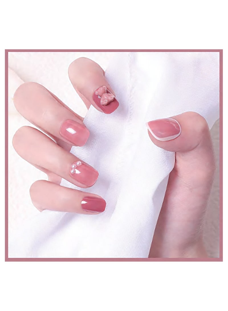 Generic 24Pcs Cartoon Soft Gel Fake Nails Short, Salon Like Press on Nails Short, No Fade Out, Seamless Glue on Nails for Woman Nail ,The Middle East Girl (3D Bear)