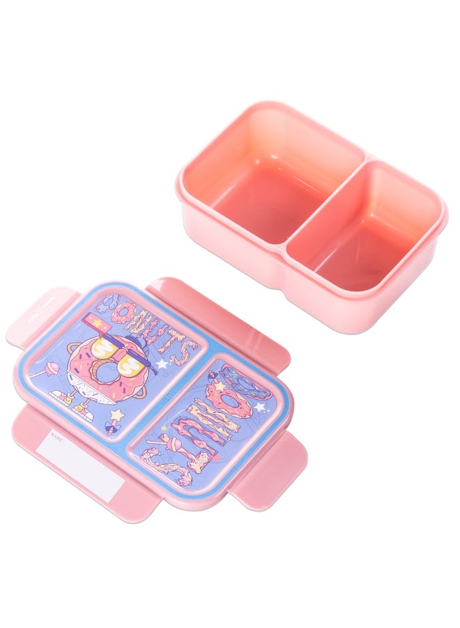 Nova kids صندوق غداء بنتو للأطفال نوفا مع زجاجة ماء - وردي على شكل دونات - Image 4