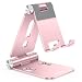 OMOTON Foldable Cell Phone Stand C4 Portable Aluminum Phone Holder Adjustable Phone Dock Cradle Compatible with iPhone 16151413 Pro Max Samsung Galaxy Small Tablets All Smart Phones Rose Gold - Image 2