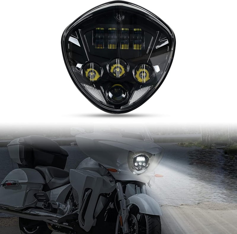 VEISUTOR LED Headlight Assembly for Victory Motorcycles (2005-2018) - Black - Image 1