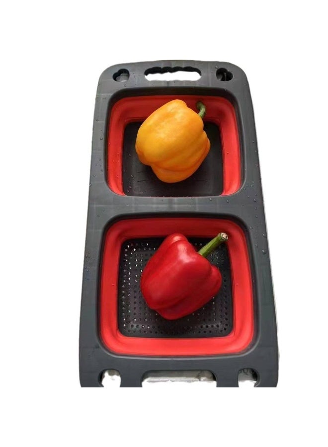 Portable sink strainer for washing vegetables, fruits, or dishes. Fits any size sink.  2 compartments  Made of shatterproof silicone.  Imported strainer. The quality of the imported material makes a difference. - Image 1