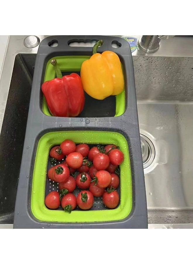 Portable sink strainer for washing vegetables, fruits, or dishes. Fits any size sink.  2 compartments  Made of shatterproof silicone.  Imported strainer. The quality of the imported material makes a difference. - Image 2