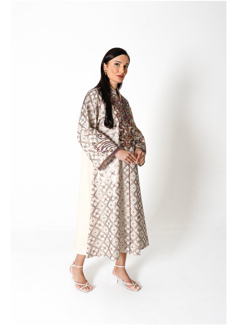 اكسا جلابية انيقة كتان مطرزة  - Image 5